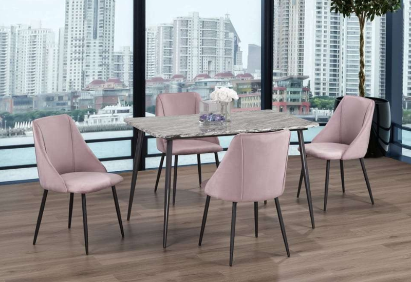 Untitled design - 2026-09-04T005049.565 T-3206a 48″ 5pc Faux Marble Dining Set w/ Velvet Chairs - Image 1