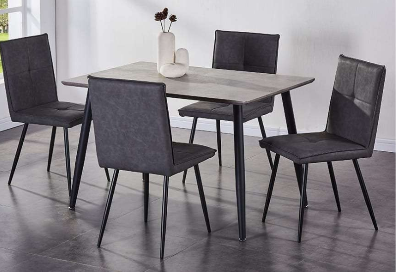 Untitled design - 2026-09-04T010122.134 T-3310b 48″ 5pc Faux Concrete Dining Set w/ Air Suede Chairs - Image 1