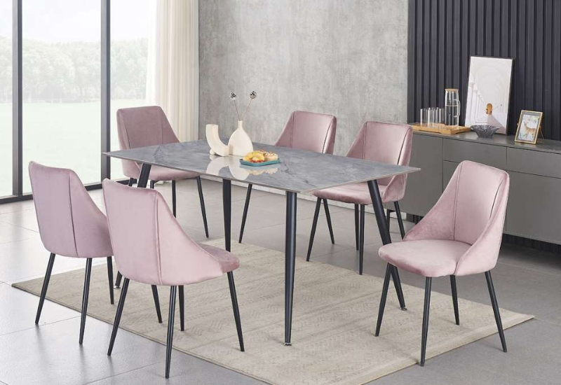 Untitled design - 2026-09-04T015427.687 T-3529a 60″ Grey Marble Sintered Stone Dining Set w/ Velvet Chairs - Image 1
