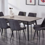 T-3315c 63″ Faux Concrete Dining Set w/ Air Suede Chairs