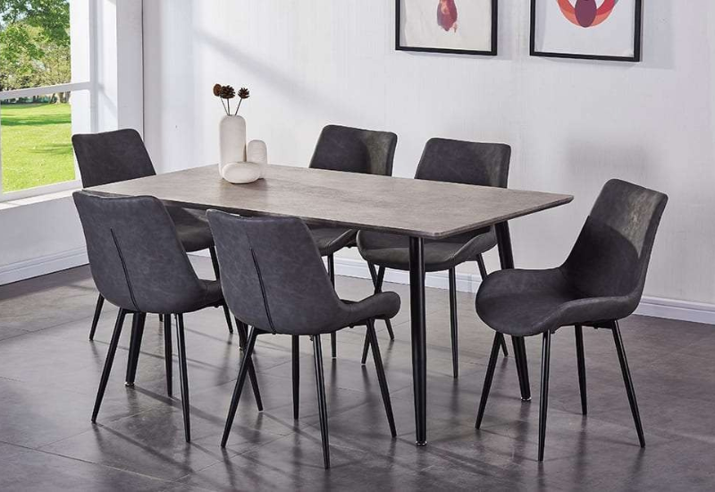 Untitled design - 2026-09-04T031708.372 T-3315c 63″ Faux Concrete Dining Set w/ Air Suede Chairs - Image 1