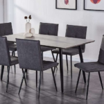 T-3315b 63″ Faux Concrete Dining Set w/ Air Suede Chairs
