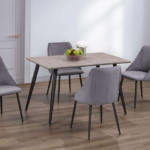T-3310a 48″ 5pc Faux Concrete Dining Set w/ Velvet Chairs