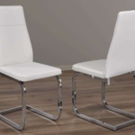 T-210WC White PU Leather Dining Chair w/ Chrome Legs (Set of 2)