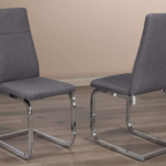 T-210GC Grey Linen Dining Chair w/ Chrome Legs (Set of 2)