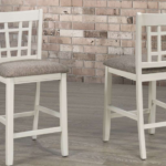 Baltimore Distressed Oak White & Grey Counter Dining Chairs w/ Fabric Seat (Set of 2)