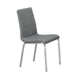 C-1762 Grey PU Leather Dining Chairs w/ Chrome Legs (Set of 4)