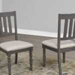 Claudia Grey Dining Chairs w/ Beige Fabric Seat (Set of 2)