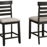 Ambassador Dark Oak Counter Dining Chairs w/ Fabric Seat (Set of 2)