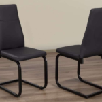 T-210BB Black PU Leather Dining Chair w/ Black Metal Legs (Set of 2)