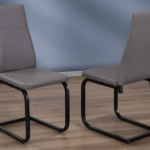 T-210GB Grey PU Leather Dining Chair w/ Black Metal Legs (Set of 2)
