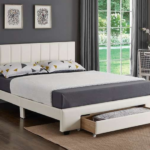 CFI-5482 White PU Platform Bed w/ Storage Drawer