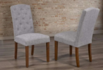 T-256G Grey Linen Dining Chairs w/ Wood Legs (Set of 2)