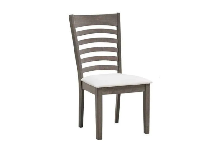C-1082 Wooden Dining Chairs w/ Creme Fabric Padding (Set of 2) - Image 2