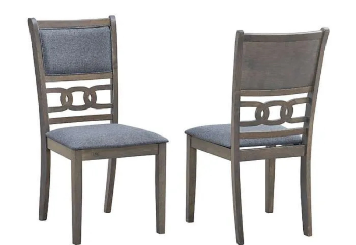 C-1084 Wooden Dining Chairs w/ Grey Fabric Padding (Set of 2) - Image 3