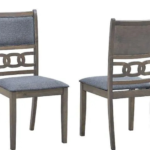 C-1084 Wooden Dining Chairs w/ Grey Fabric Padding (Set of 2)