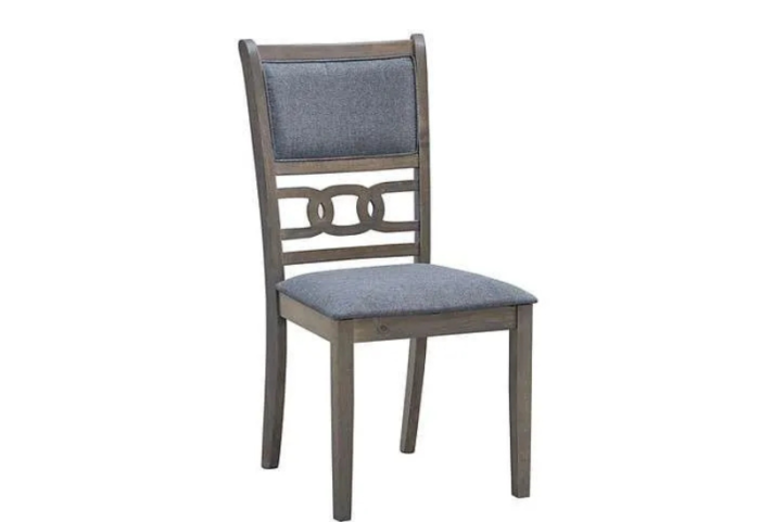 C-1084 Wooden Dining Chairs w/ Grey Fabric Padding (Set of 2) - Image 2