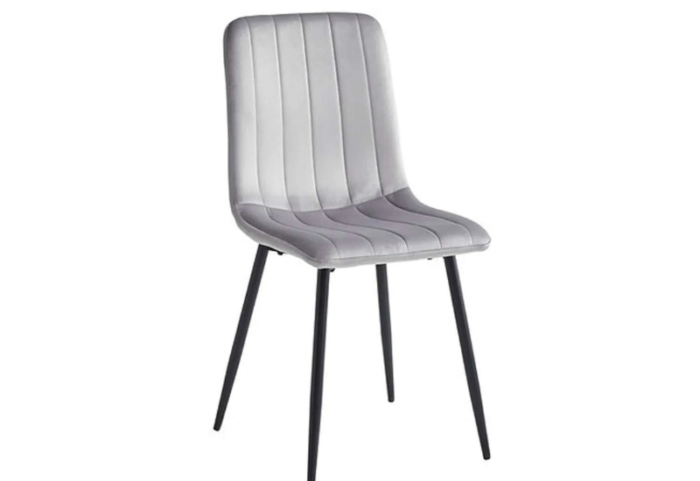 C-1473 Light Grey Velvet Dining Chairs w/ Metal Legs (Set of 6) - Image 3