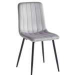 C-1473 Light Grey Velvet Dining Chairs w/ Metal Legs (Set of 6)