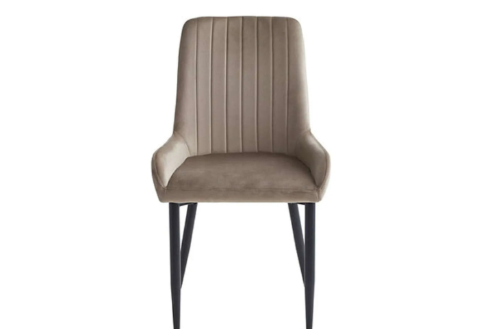 C-1511 Beige Velvet Dining Chairs w/ Metal Legs (Set of 2) - Image 3