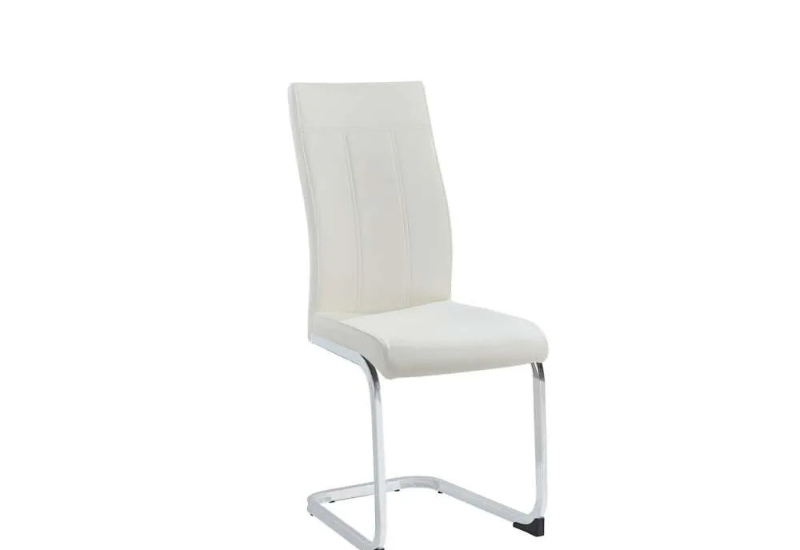 Untitled design C-1878 White PU Dining Chairs w/ Chrome Legs (Set of 6) - Image 1