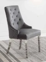C-1250 Grey Velvet Dining Chairs w/ Chrome Legs (Set of 2) - Image 4